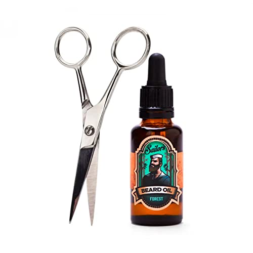 Kit para el cuidado de la barba y el bigote de marinero - Bosque - mantén tu barba con tijeras y aceite para barba