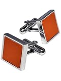 [タバラット] カフスボタン カフス メンズ 本革 日本製 真鍮 カフリンクス (オレンジ)