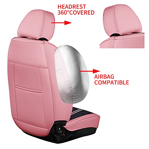Image of GXT Car Seat Covers Front Seats Only, Front Car Seat Covers 2 Pack, Premium Faux Leather Car Seat Cushion - Universal Fit for Most Sedans SUV Pick-up Truck with Headrests(Pink and Black)