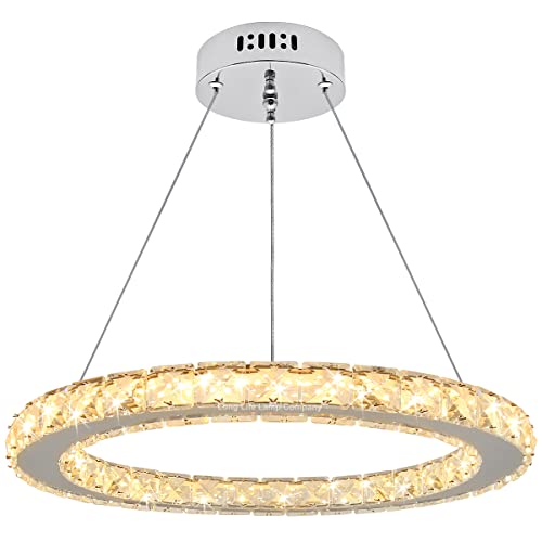 Long Life Lamp Company Modern Round Chandelier LED Ring Pendant Ceiling Light Warm White Dining Room Table Kitchen Island Bedroom Living Room H3041