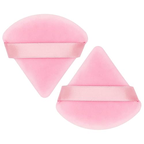 Kivzex 2 piezas de soplo de polvo triangular para polvo facial, esponja de maquillaje de terciopelo suave para polvo suelto, polvo mineral, esponja