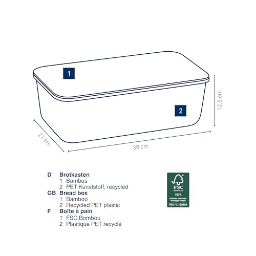 Boîte à pain grise kela APART 38cm avec couvercle bambou - 4