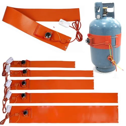 CMHYBS Riscaldatore per bombole di Gas in Silicone 5 kg 13 kg 15 kg 50 kg Fascia riscaldante con termostato per bombola di Serbatoio di propano GPL Tamburo Esterno,10kg 970x80mm 250W