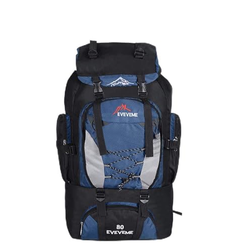 Treer 80/100L Wanderrucksäcke Extra Large Leichter Trekkingrucksäcke Reiserucksack, Wasserabweisender Rucksack mit Belüftungssystem für Trekking Camping Radfahren Reisen Klettern (100L,Navy blau)