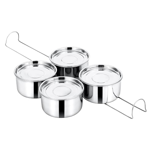 Image of Wilson Hot & Cold Thermo Steel Set of 4 Compartment 1200ml | Mirror Finish Leakproof Lunch Box /Tiffin with Lid Long-Lasting Ideal for Office with Easy to Carry Strip