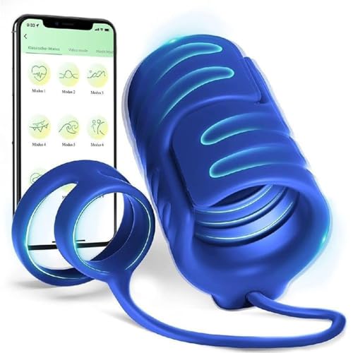 YYGHF Giocattoli Sessuali Maschili per Uomo, Vibratore, 9 Masturbatori Maschili Elastici Vibranti con 2 Anelli per Pene, App E Telecomando, Vibratori per Macchine Sessuali per Allenatore del Pene