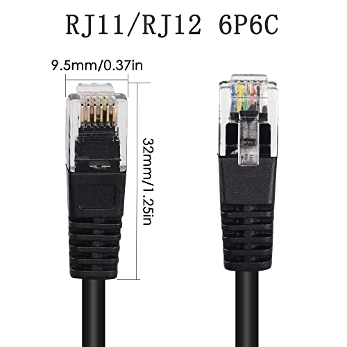 QIANRENON RJ11/RJ12 6P6C Panel Mount Waterproof Connector CAT3 RJ12 Male to Female Outdoor Telephone Line Socket,IP67 Waterproof,for Telephone Communication Alarm Voice System,39cm/15.3in - Image 2