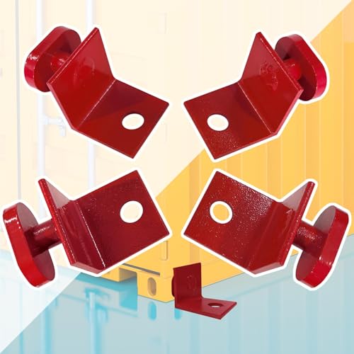 Image of 4 Pack Shipping Container Anchors Powder Coated Tie Downs Heavy Angle Iron Side Twist Lock Accessories for Anchoring to Rock Floor or Cement