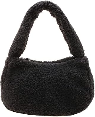 Fluffy Underarm Bags Plush Tote Bag Women Soft Zipper Handbags Autumn Winter Casual Fashion Shoulder Bag