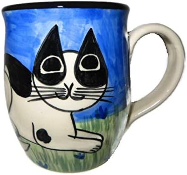 Karen Donleavy Designs Deluxe Mug Cat Black and White Lying