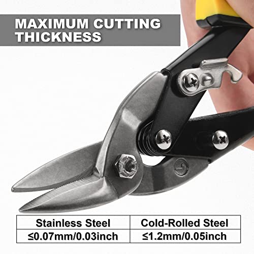Flameweld Aviation Snips Left Cut - 10 Inch Tin Snips Cutter For Cutting Metal Sheet, Chrome Vanadium Steel With Forged Blade, Left Aviation Snips For Safety Latch, And Hanging Hole #TOP5