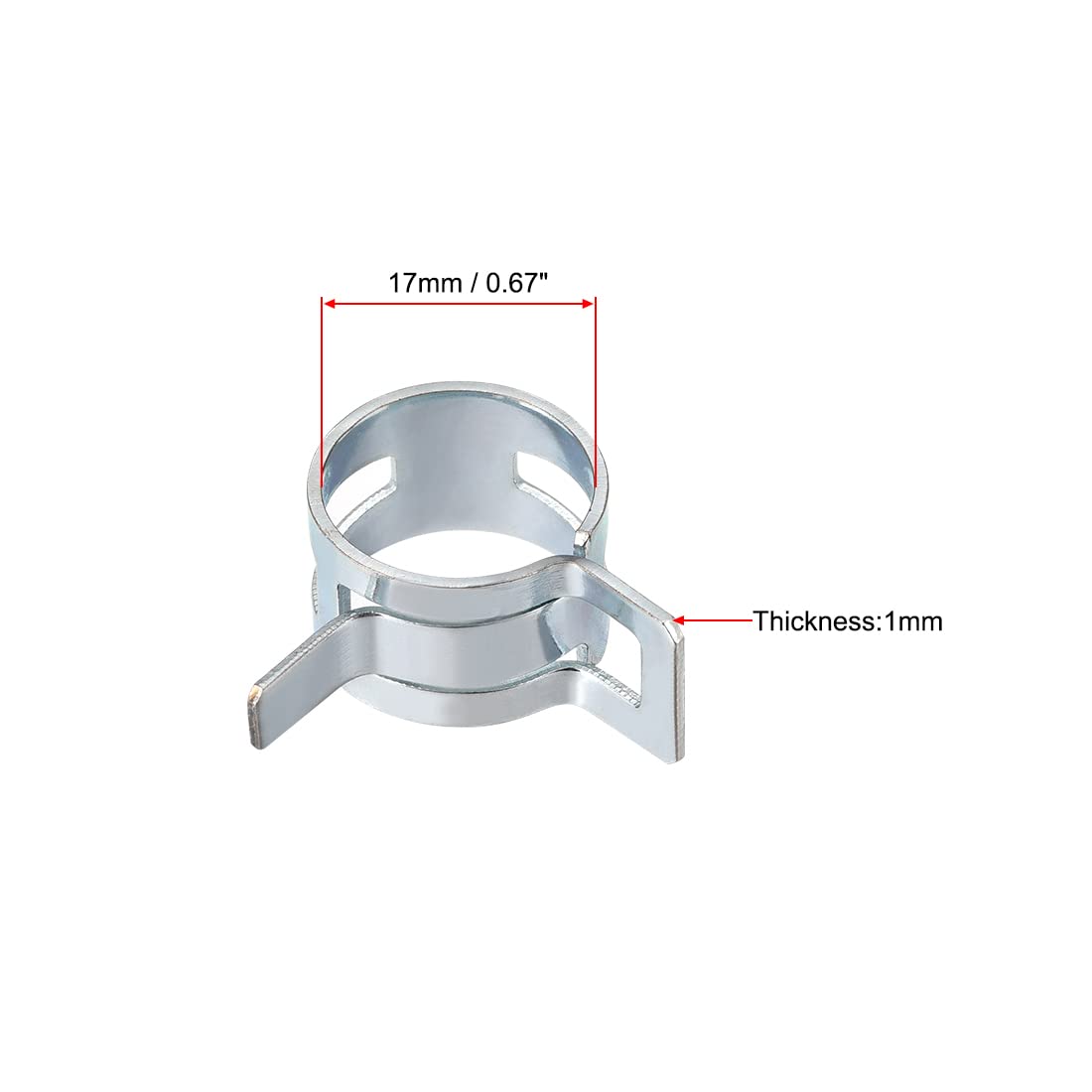 uxcell Spring Band Type Clamp 17mm Inner Dia Fit 17.5-18.2mm OD Hose Fuel Line Silicone Tube Clips Clamp Silver Manganese Steel 20Pcs - Image 3