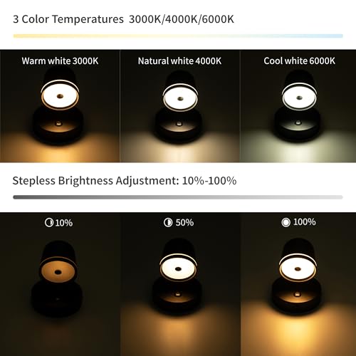 Image of Aisilan Wall Sconce Set of 2, Hardwired Touch Dimmable Wall Light with 3 Color Temperatures, Adjustable 7W LED Wall Lamp CRI97, Modern Black Aluminum Sconce for Bedroom Bedside Hallway