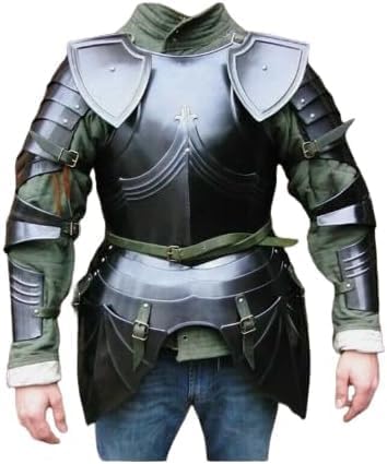 Medieval Armor Half Body Suit of Gothic Captain's Arm Suit Silver, Standard