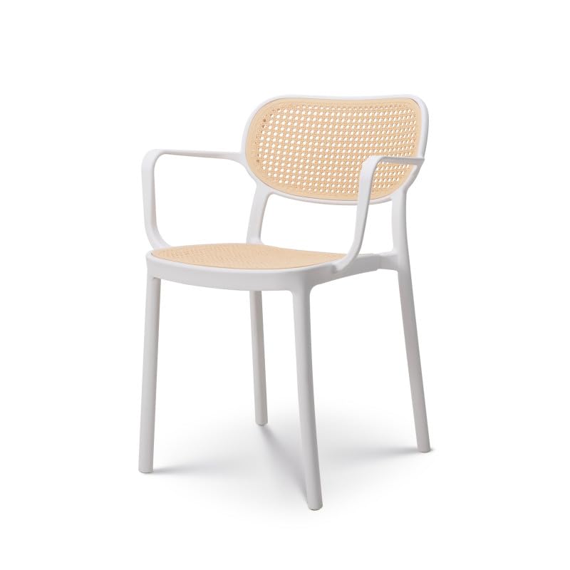 Kosmi Chaise de Salle à Manger Blanche Style Vintage avec accoudoirs