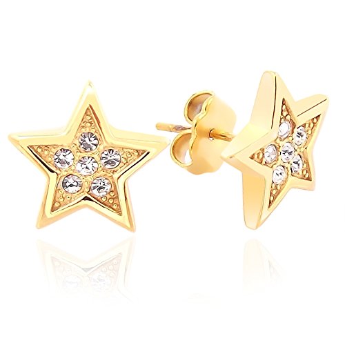 Preisvergleich Produktbild Ohrstecker Stern mit Kristallen von Swarovski® Gold NOBEL SCHMUCK