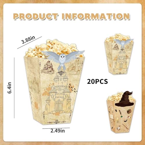 Image of Zliisang Magic Party Popcorn Boxes 20pcs Wizard Birthday Decorations Snack Treat Boxes for Kids Boys Girls Birthday Party Supplies Baby Shower Decorations
