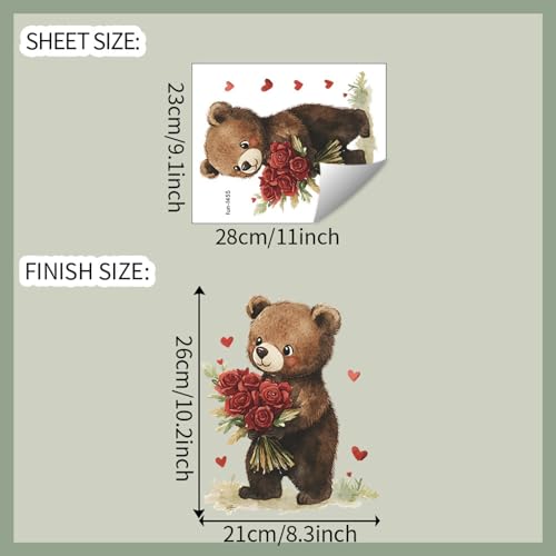 Vinilo decorativo removible Osito con flores y corazones miniatura 2