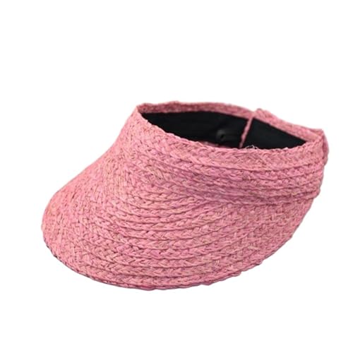 LVCHAO Sun Hats For Hats Visera de Paja Plegable de Verano for Mujer, Sombrero de ala Ancha, Gorra Plegable for Mujer, Visera Enrollable UV for Mujer For Travel Hiking Fishing Beach(Pink)
