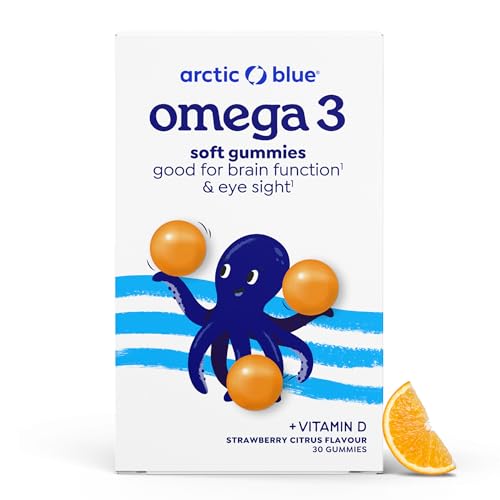 Arctic Blue Omega-3 Fruchtgummis für Kinder mit 250 mg DHA & 70 mg EPA Omega-3-Fettäuren und Vitamin D3, Zuckerfrei - Leckerer Geschmack