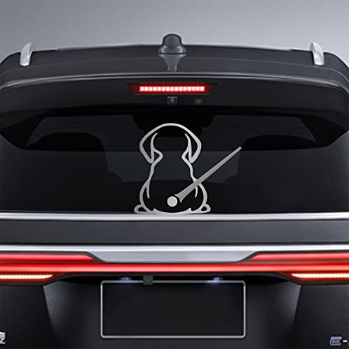 Dreothy Hunde-Aufkleber, wasserdicht, Heckscheibenwischer-Aufkleber, Cartoon, lustiger Hundeschwanz, Aufkleber für Auto, Heck, Hundeaufkleber, Autofenster-Aufkleber (gebürstetes Silber)