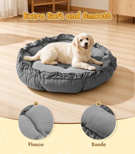 The Fellie Small Dog Bed, Calming Donut Dog Bed, Soft Plush Cat Beds Supportive, Fluffy Tear-resistant Cat Beds for Indoor Cats, Grey, 50X50X20cm - Image 5