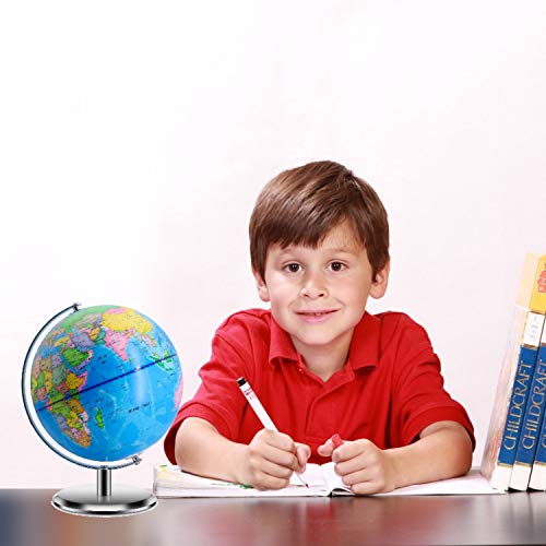 World Globes for Kids - 8 Inch Diameter - Educational World Globe with Stand Adults Desktop Geographic Gobles Discovery World Globe Educational Toy for Children - Geography Learning Toy