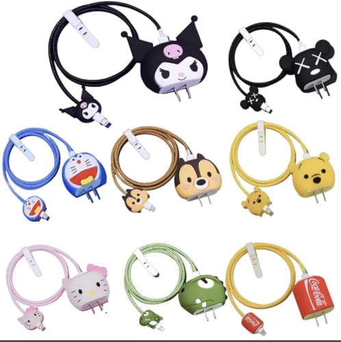 Image of INEFABLE Charger Case Cover Protector with 3D Cute Pattern for iPhone Charger only 18W & 20W, Data Charging Cable Wire Saver Protective Cable Cover Full Protection - Set Of 1 (Black Dog)