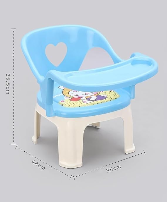 Venja Heart Shape Baby Chair with Removable Feeding Safety Tray | Portable High Chair for Kids | Plastic Chair with Soft Cushion Seat | Chu-Chu Musical Baby Chair (Blue)