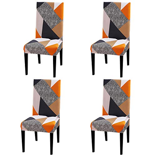 BETECK Fundas de Sillas de Comedor, Elasticas y Lavables para Proteger Silla Modern Bouquet de la Boda, Hotel, Decor Restaurante (Plaza, Pack de 4)