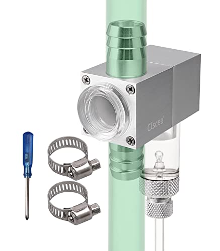 Clscea External Inline CO2 Diffuser Atomizer with Bubble Counter Aluminum Alloy for Planted Aquarium Canister Filter (DC400-L-16)