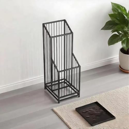Support de parapluie pour entrée design en métal noir, organiseur de style moderne - 8