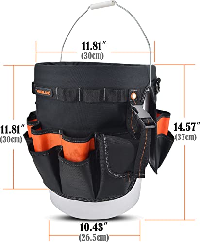 WELKINLAND 1,8 l Eimer-Werkzeug-Organizer, 48 Taschen, Schwarz mit Orange, 5 Gallonen, Wasserfest, PORTABLE_TOOL_BOX – Ansicht 6
