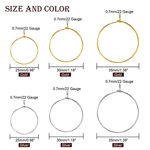 Toaob 100Pcs Wine Glass Charm Rings 25Mm Gold Plated Open Earring Beading Hoop Party Favor #TOP1