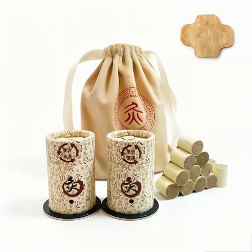 Moxibustion Kit with 2 Reusable Boxes & 12 Moxa Sticks, 10-Years 60:1 Pure Moxa, Portable Moxibustion Set for Muscle Relief, Menstrual Discomfort, Home Use - Perfect Acupuncture Therapy Gift