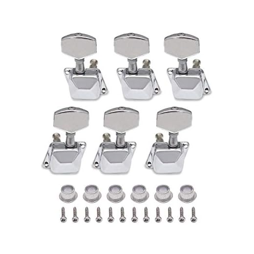 Metallor Semiclosed String Tuning Pegs Machine Heads Tuners 3L 3R Electric Acoustic Guitar parts Replacement Set of 6Pcs Chrome. (3L+3R)