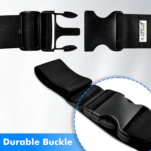 Image of OTICA Wheelchair Safety Strap Seat Belt, Adjustable Length - Black Anti-Slip and Anti-Fall Wheelchair Fixation Belt, Extra Long Size-Suitable for Obese People (Buckel belt)