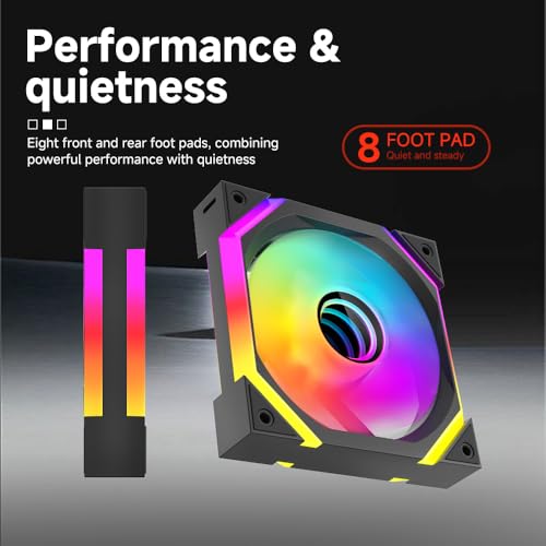 Image of Galaxy SE 120mm ARGB Computer Case Fans,Infinity Mirror RGB Light Effect 5V 3PIN Motherboard Light Sync 800~1600RPM PWM PC Fan Suitable for Computer Case(Triple Pack Black Reverse)