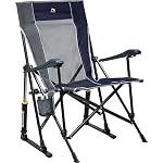 GCI OUTDOOR RoadTrip Rocker Camping Chair | Portable, Folding Rocking Chair with Solid, Durable Armrests, Drink Holder & Comfortable Extended Backrest &mdash; Indigo Blue