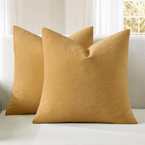 MIULEE Apricot Brown Chenille Couch Throw Pillow Covers, 20x20