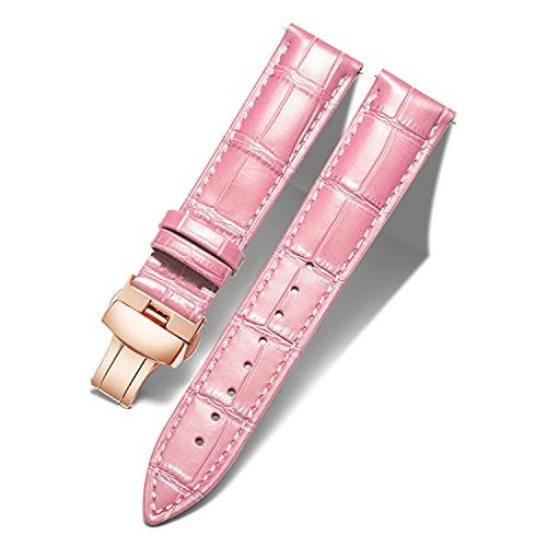 BINLUN Leather Watch Strap Quick Release Strap with Rose Gold Butterfly Deployment Buckle 12mm 13mm 14mm 16mm 17mm 18mm 19mm 20mm 21mm 22mm 23mm 24mm Watch Band for Men Women (Pink,20mm)