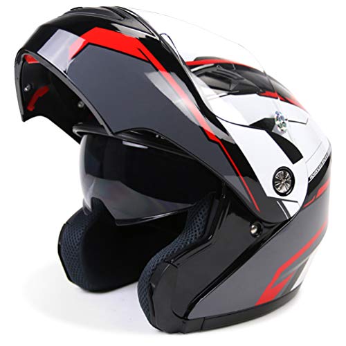 Qianliuk CT-999 Hombres Mujeres Bluetooth Full Face Motocicleta Casco Doble Lente Moto Casco Motocross Gorra de Seguridad para Four Seasons 58-63cm