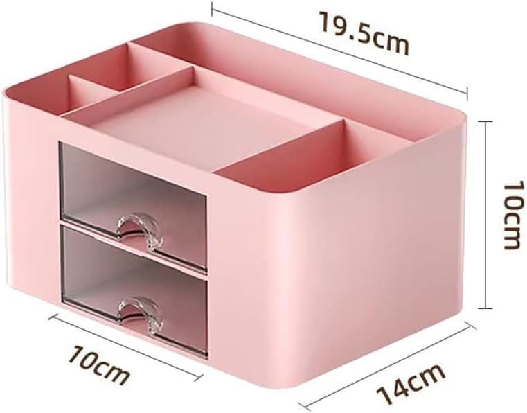 Miniatura 7 de Organizador estacionario de escritorio de 7 rejillas con cajón, organizador de mesa de plástico multifuncional y soporte para bolígrafos para la