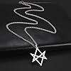 VASSAGO Thelema Unicursal Hexagram Symbol Necklace Stainless Steel 6-Pointed Star Pendant Necklace Vintage Religion Talisman Amulet Jewelry Gift for Men Women, Stainless Steel, No Gemstone #4
