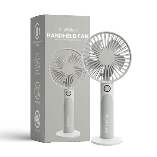 Image of One94Store Mini Handheld Fan, USB Rechargeable Fan with 1800mAh Battery, 6 Speed Cooling for Home Office Travel, White & Grey - Mini Fan, Small Fan, USB Fan, Hand Fan, Portable Fan