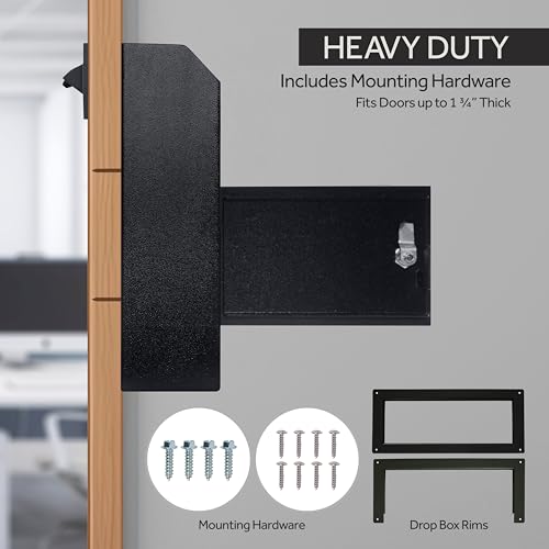 Image of Durabox Through-the-Door Drop Box Deposit Safe 12 x 6 x 15 inch - Heavy Duty Steel Mailbox with Lock for Receiving Mail, Checks, Letters, Cash and more for Home, Office and Commercial Use (D500) (Black)