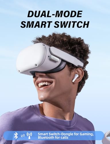 Image of New Version Wireless Gaming Earbuds, 20ms Ultra Low Latency, 2.4GHz + Bluetooth 5.3 Dual Mode, ENC Mic, USB-C Dongle Compatible with PS5 /PS4, Meta Quest 3 /3S /2, Steam Deck, PC & Mobile - White