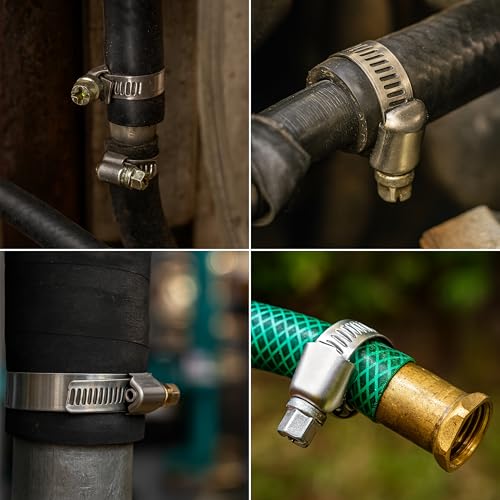 Schlauchschellen mit Schneckenantrieb, 12 Stück, Spannbereich Ø 16-25 mm, für 3/4\ Schläuche, W2 Edelstahl, Kreuzschlitz SW 7, 9 mm Bandbreite, Fixierung von Waschmaschine, Spülmaschine Anschluss