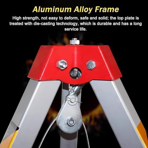 Heavy Duty Rescue Tripod System with Winch & Safety Harness - Confined Space Tripod Kit for Wells Manhole Sewer Tunnels (1200LBS Winch+Safe Belt)