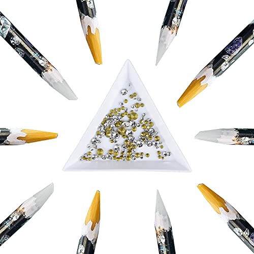 Rhinestone Picker Pen Set 10 Piece Self Adhesive Nail Dotting Wax Pen With 6 Piece Triangular Bead Separator Crystal Pick Up Tools For Nail Art Diamond Painting #TOP1